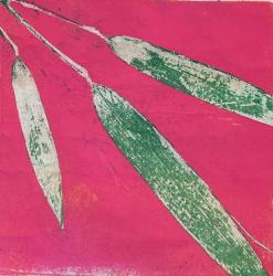 Gelli Print with long green leaves