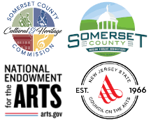 Logos of the Somerset County Cultural & Heritage Commission, the County of Somerset, the National Endowment for the Arts, and the New Jersy State Council on the Arts