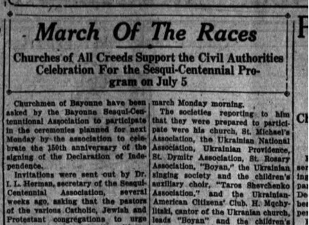 March of the Races -- Churches of All Creeds Support the Civil Authorities Celebration For the Sesqui-Centennial Program on July 5 March of the Races -- Churches of All Creeds Support the Civil Authorities Celebration For the Sesqui-Centennial Program on July 5