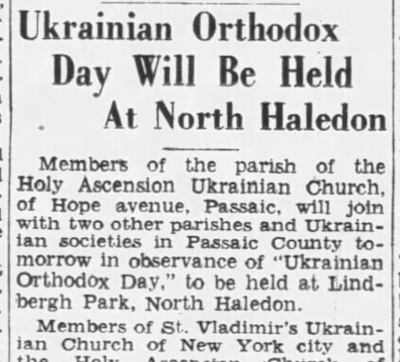 Ukrainian Orthodox Day will Be Held at North Haledon Ukrainian Orthodox Day will Be Held at North Haledon