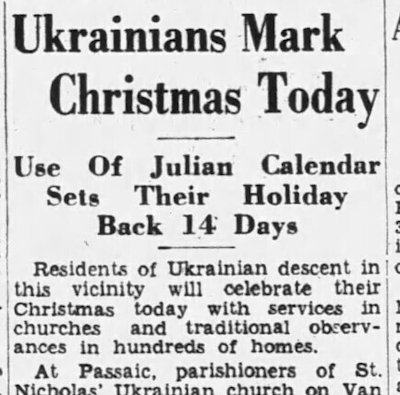Ukrainian Mark Christmas Today — Use of Julian Calendar Sets Their Holiday Back 14 Days Ukrainian Mark Christmas Today — Use of Julian Calendar Sets Their Holiday Back 14 Days