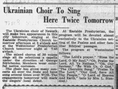 Ukrainian Choir to Sing Here Twice Tomorrow Ukrainian Choir to Sing Here Twice Tomorrow